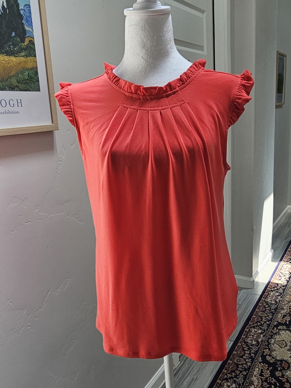 Adrianna Papell Coral Ruffled Cap-Sleeve Pleated Top